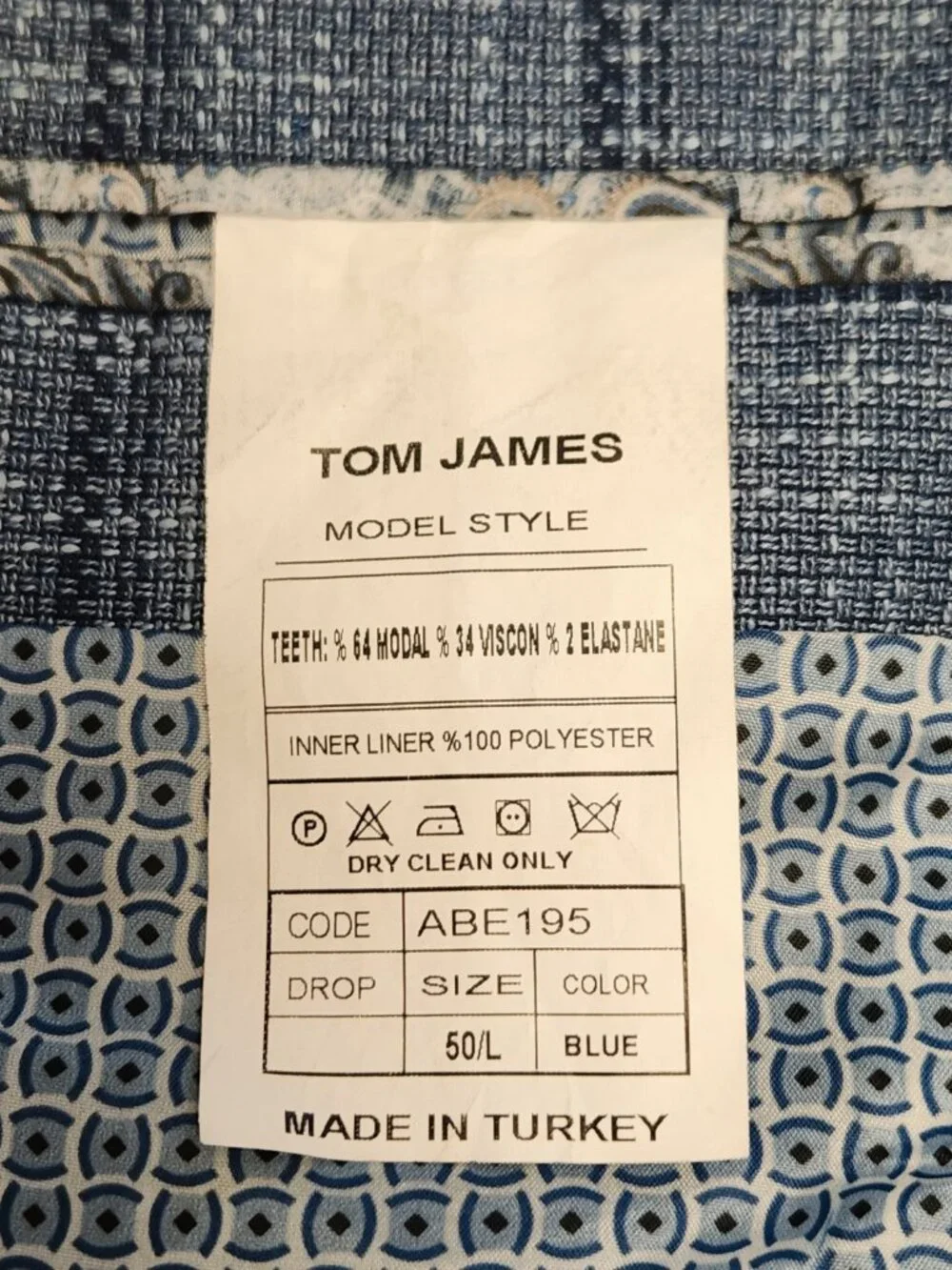 blue plaid sport coat 42R men's Tom James two button jacket